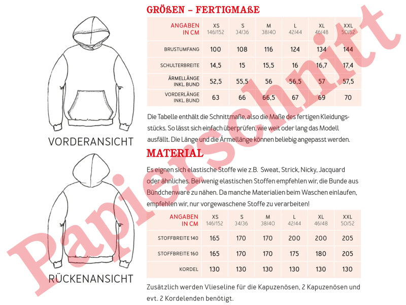 Schnittmuster Frau Jona, oversized Hoodie mit Fronttasche, studioschnittreif – Bild 3