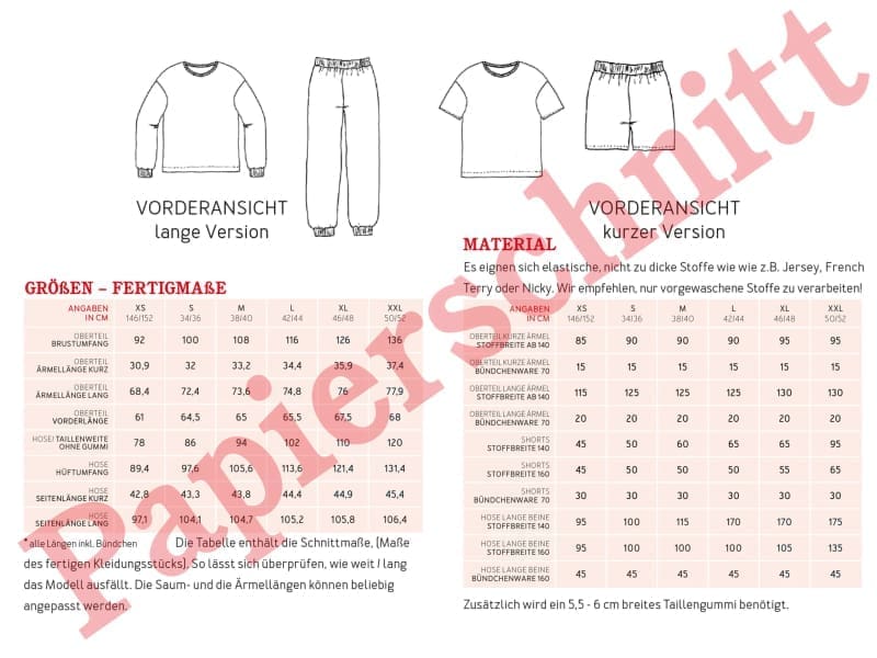 Schnittmuster Frau Trixi, Schlafkombi für Sommer und Winter – Bild 2