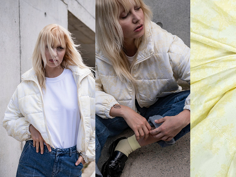 Reststück! 1,00m Woven Quilted Waterproof Offwhite Yellow, Fibre Mood