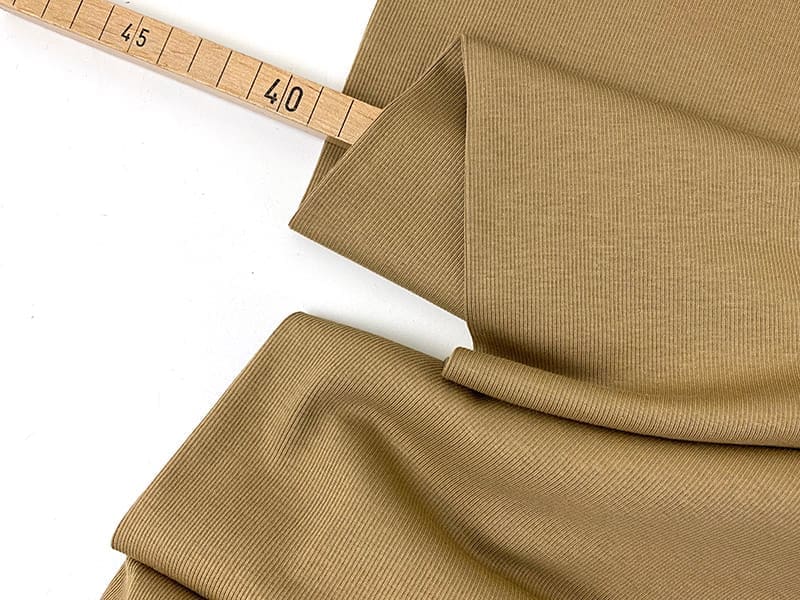 Reststück! 0,50m Designerleftover Rippenjersey Baumwolle, Champagner