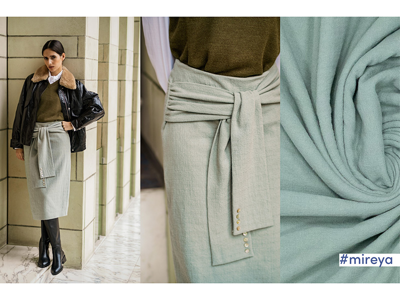 Woven Cotton Crepe, Aqua Sea, Fibre Mood