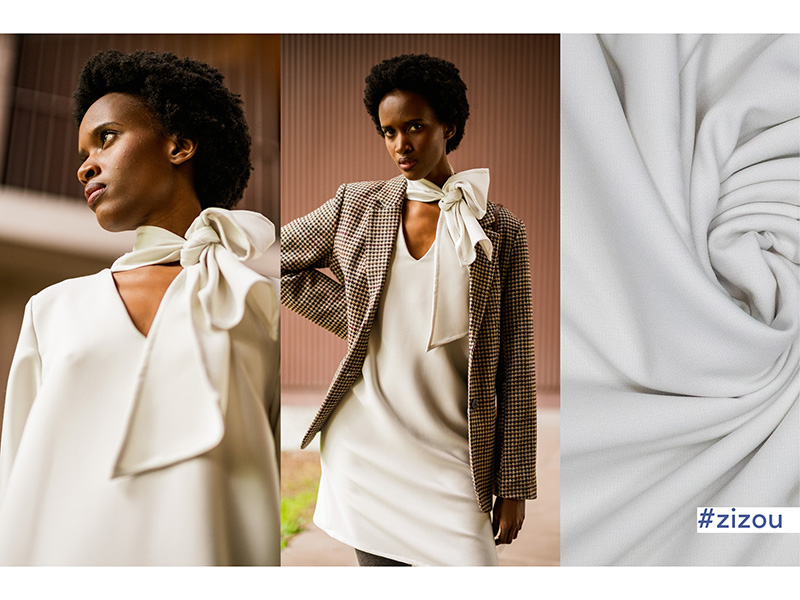 Woven Viskose Crepe Stretch schwer, Off-White, Fibre Mood