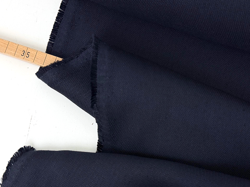 Reststück!!! 1m Designerleftover Leinen Viskose Piqué in Hosenqualität, Navy – Bild 2