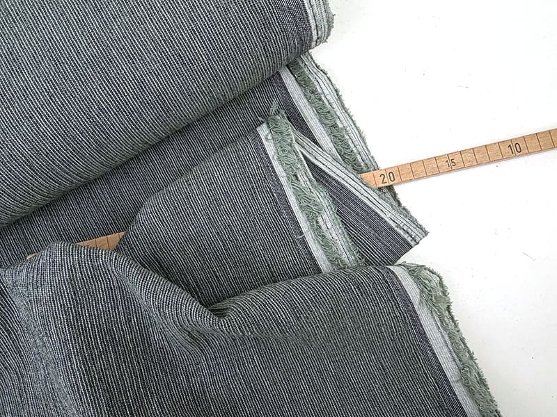 Woven Linen Cotton Crash, feine Streifen Dark Sage – Bild 2