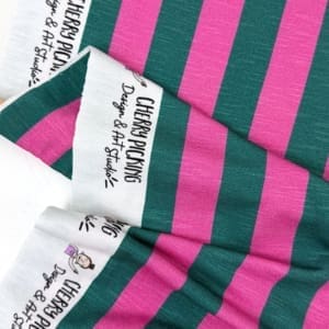 Swafing cherrypicking jersey happy stripes 1000stoff petrol pink