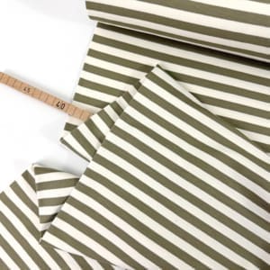 Cotton frenchterry streifen oliv 1000stoff d