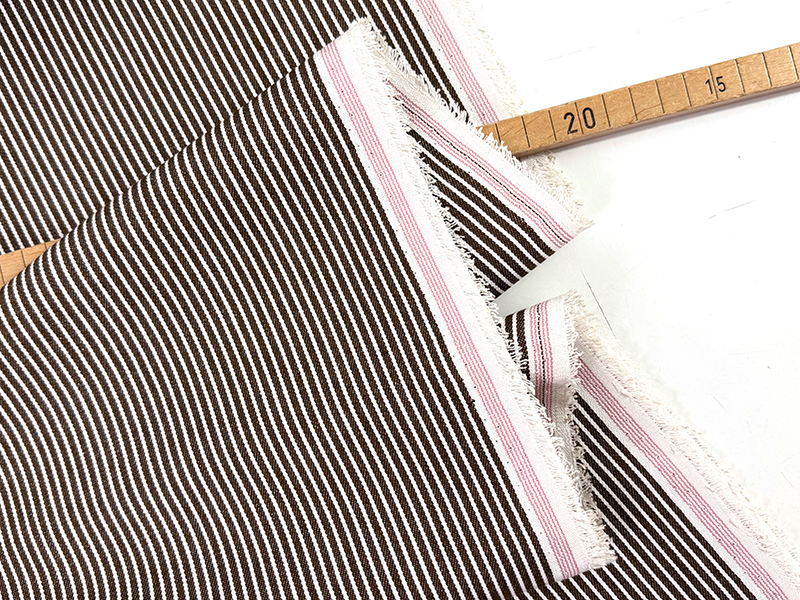 Yarn Dyed Denim Stripes, Espresso Weiß