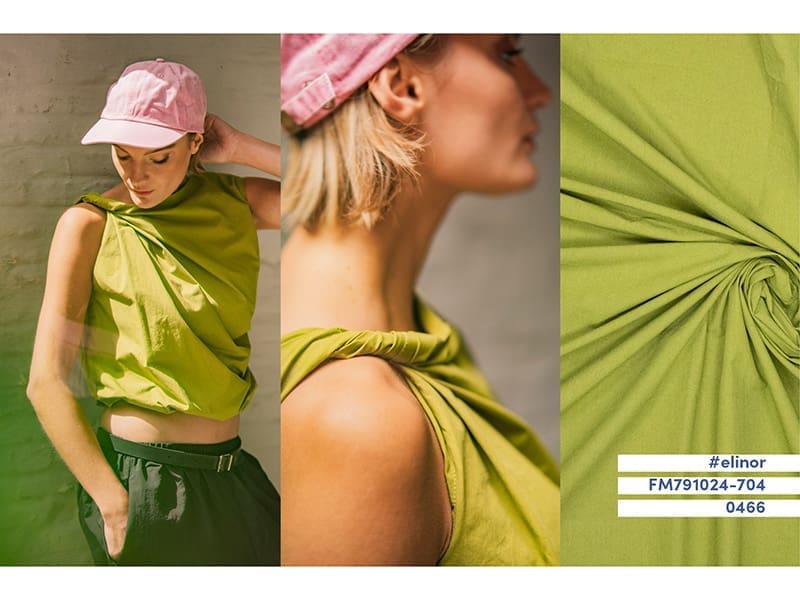 Reststück! 0,95m Woven Cotton Popeline Stone Washed, Green, Fibre Mood