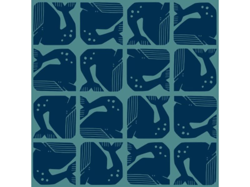 By the Seaside: Grumpy Whale Loes van Oosten, Navy, Cotton Steel