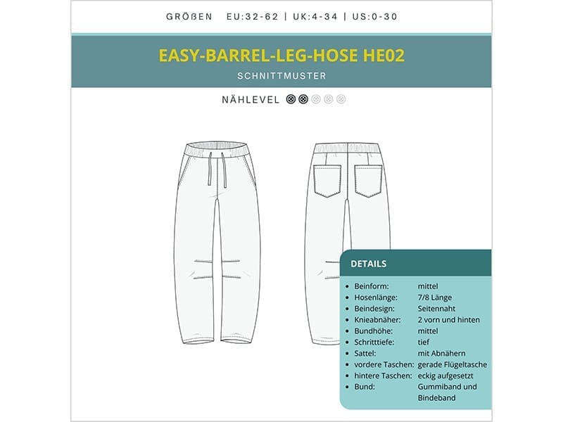 SmartPattern "Easy-Barrel-Leg-Hose HE02" Papierschnittmuster – Bild 2
